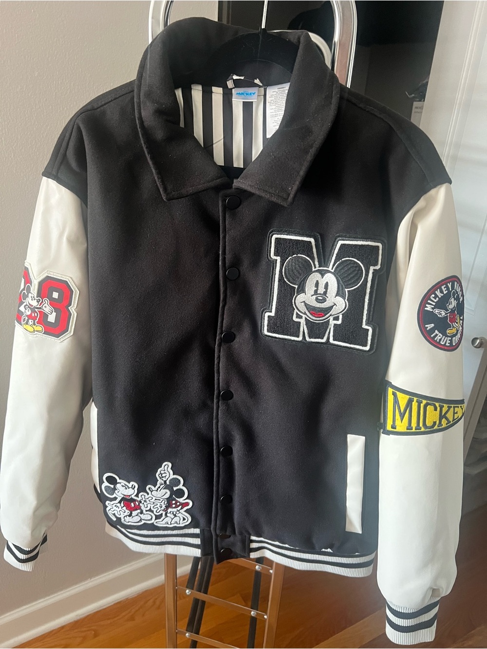 Disney Black and White Mickey Varsity Jacket